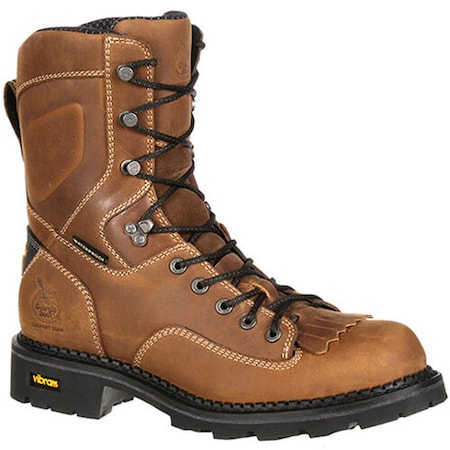 Georgia Boot Comfort Core, Men's Waterproof Low Heel Logger Work Boot, 13 W, Leather, 8 in Height, Crazy Horse GB00122